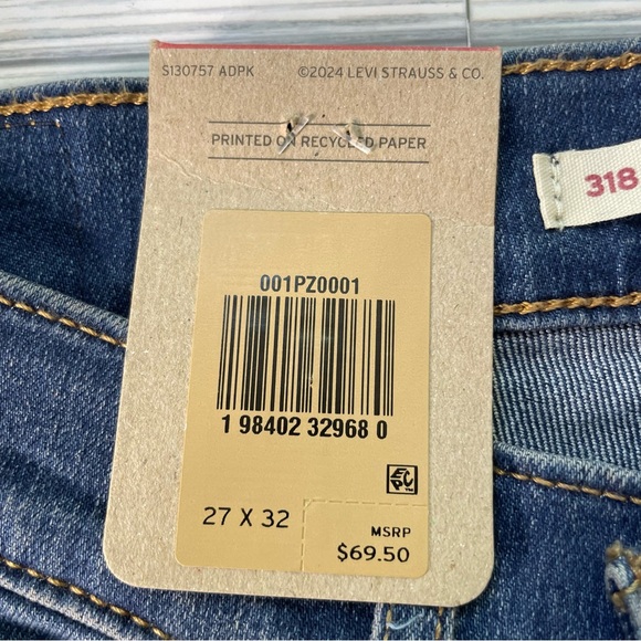 Levi’s 318 shaping wide leg mid rise jeans dark wash size 27x32 - Picture 11 of 12